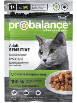 Консервированный корм для кошек Probalance Sensitive, чувствительное пищеварение, 85г