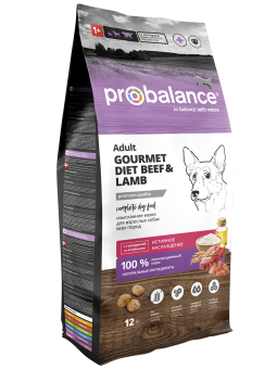 Сухой корм для собак Probalance Gourmet Diet Beef & Lamb, с говядиной и ягненком, 12кг