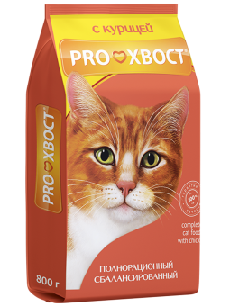 Сухой корм для кошек Proхвост с курицей, 800г