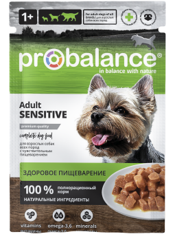 Консервированный корм для собак Probalance Sensitive, чувствительное пищеварение, 85г 