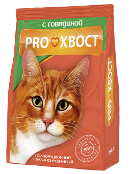 Сухой корм для кошек  Proхвост с говядиной, 350г