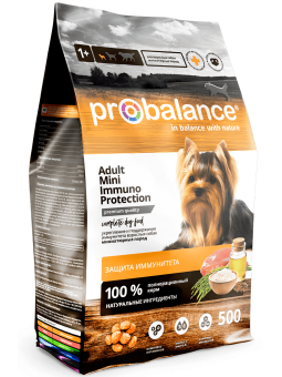Сухой корм для собак миниатюрных пород Probalance Immuno Adult Mini, защита иммунитета, 500г
