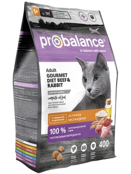 Сухой корм для кошек Probalance Gourmet Diet с говядиной и кроликом, 400г
